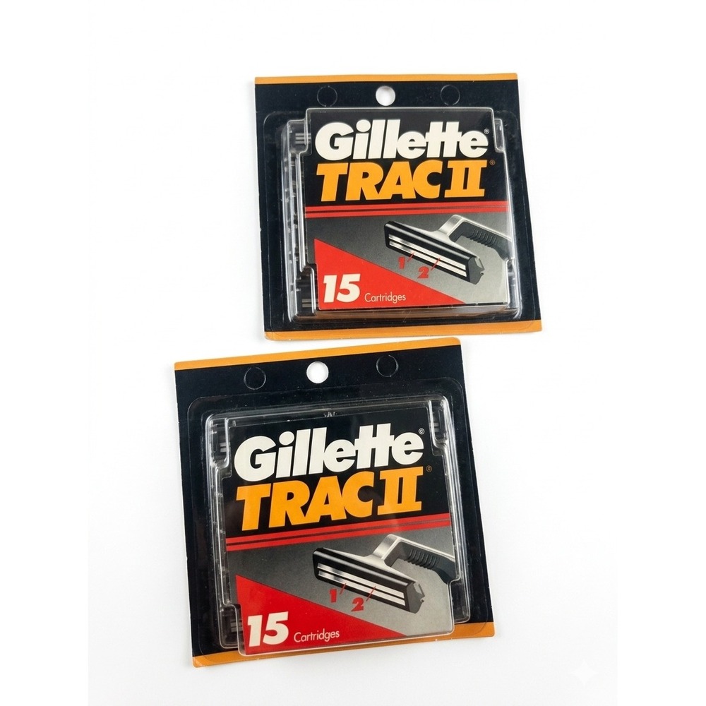 2 Pack Gillette Trac II Razor Blade Refills 15 Cartridges Each New Sealed NOS